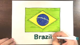 Brazilian Flag Coloring Page | Coloring The National Flag Of Brazil