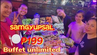 Samgyupsal #samgyupsal 199 pesos only, Buffet unlimited grabe guy’s sulit yong 199 mo!