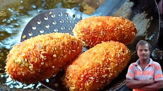 दुकानदार से सीखें क्रिस्पी वेज कटलेट बनाना | veg cutlet recipe | veg cutlet recipe in hindi