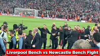 Liverpool Bench and Newcastle Bench FIGHT after Fabio Carvalho Last Minute Winner Goal