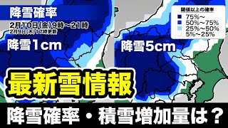 あす10日 東京の降雪確率・積雪増加量は？ 関東山沿い･甲信は大雪に