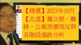 【精选】2023年10月【北温】独立屋、联排、公寓房价现况与各阶段涨跌分析