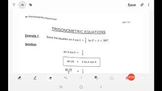 MAT133 PAGE 292 trigonometric equation