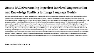 Astute RAG: Overcoming Imperfect Retrieval Augmentation and Knowledge Conflicts for LLMs