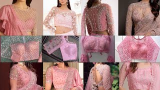 Latest 🌸 Light Pink Net Blouse Design | Baby Pink Net Blouse Designs | Net Blouse In Pink Color