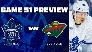 Maple Leafs vs Minnesota Wild - Game 51 Preview \u0026 Bets