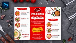 Restaurant Food Menu Design in Adobe Photoshop | Tri Fold Brochure Design Tutorial