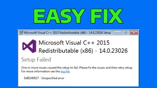 Fix Microsoft Visual C++ 2015 Redistributable Setup Failed Error 0x80240017 | How To