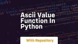 ascii value function in python