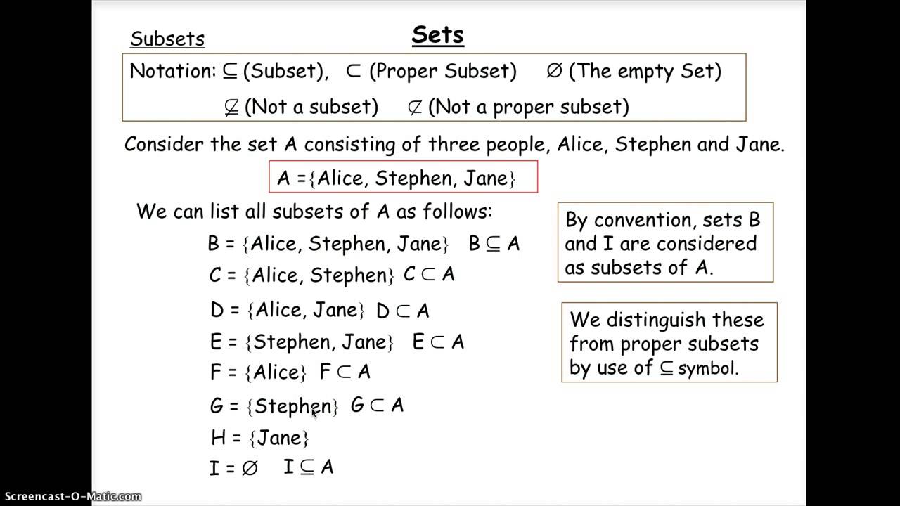 Subset And Proper Subset - YouTube