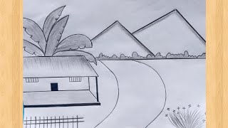 Nature Scenery 😍😍Drawing with Pencil 💖💖 Easy Technique || Easy Scenery drawing😍