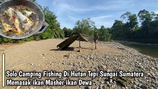 Solo Camping Fishing Di Hutan Tepi Sungai Sumatera Memasak ikan Masher Ikan Dewa