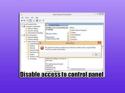 Disable Access to Control Panel Disable Access to Control Panel