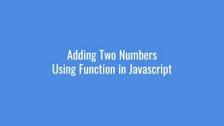 Beginner Project: Adding Two Numbers Using Function in JavaScript | @codewallah