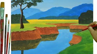 Basic and Easiest Way to Paint Landscape Using Acrylic for Beginners