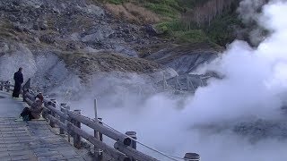 2019 紅葉の車泊旅 ⑭　八幡平・玉川温泉と玉川沿いの風景　大噴出の強酸性の温泉水