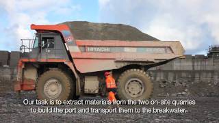 Hitachi EH1100 dump truck and EX1200 excavator, La Coruna, Spain