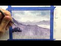 easy gouache watercolor landscape for beginners upside down sky technique with voice instructions