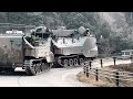 玖珠戦車道 回収車に牽引されるaav7 2023年12月16日