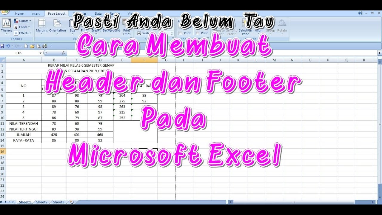 Cara Membuat Header Dan Footer Pada Microsoft Excel Youtube