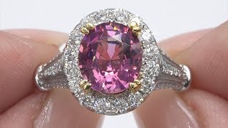 GIA 4.17 ct UNHEATED Natural VVS Pink Spinel Diamond 18k Gold Estate Ring Top GEM C975