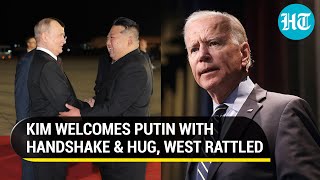 Smiles, Handshake \u0026 A Hug: Watch How North Korea’s Kim Jong Un Welcomed Russian President Putin