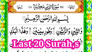 Last 20 Surahs Full HD colour text | last 20 surahs full | Quran Last 20 Surah