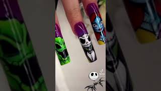 Nightmare Before Christmas Nails! 🤩🖤 XXL Acrylic Halloween 2021 Nail Art | Jack Skellington