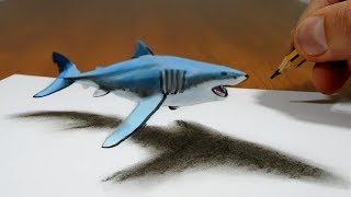 3D Trick Art on Paper   Floating Shark