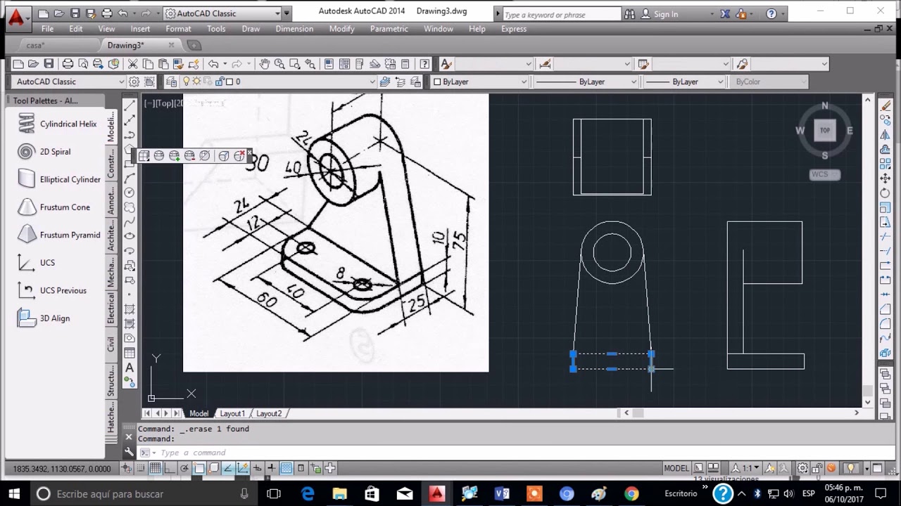 Practica Proyección Ortogonal (cilíndrica) - YouTube