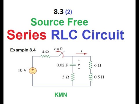 Source Free Series RLC Circuit || Example 8.4 || Practice Problem 8.4 ...