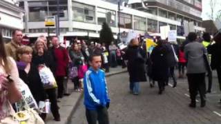 Crowd watches marchers in Maidstone