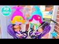 ANI y ONA🦄RUTINA de TARDE🎒con PEREZOSOS y paseo en CARRITOS NUEVOS👶Vídeos para niños