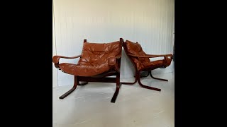 Pair of Leather Armchairs by Ingmar Relling