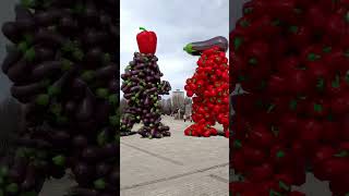 Vegetables and fruits walking bump