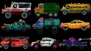 Scary Street Vehicles | Learn Cars and Trucks | Halloween Cartoons