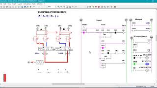 Automation Studio: [( A+ A- B+ B-) 5 ] Electro pneumatics with proximity sensors| no timers.