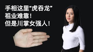 手相这里“虎吞龙”，祖业难靠！但是川掌女强人！靠自己打拼！