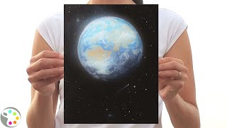 How to Paint Planet Earth / Space Acrylic Painting / Step-by-Step Tutorial