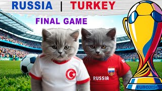 CAT EURO CUP FINAL GAME! RUSSIA VS TURKEY KITTENS FOOTBALL!