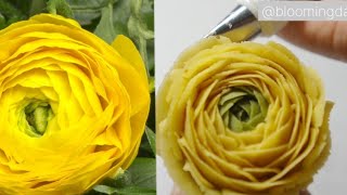 노란색 라넌큘러스 꽃 파이핑 쉬운방법 Ranunculus flower piping techniques /How to make flower cake