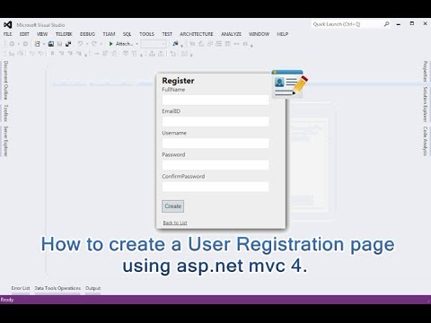 How to create a User Registration page using asp.net MVC How to create a User Registration page using asp.net MVC