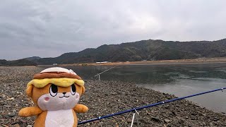 真冬の冷たい雨に濡れながら鯉釣りです