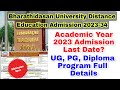 Bharadishan University Distance Education Academic Year Admission Date And Courses 👍