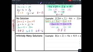 Solve Multi-Step Equations (8) NOTES: NO Sol.
