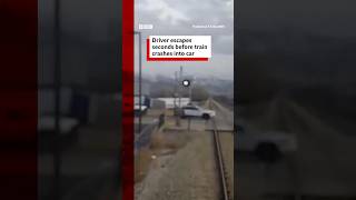 Driver narrowly escapes train collision in Utah. #Utah #US #BBCNews