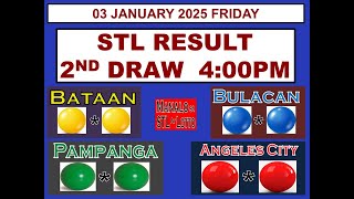 STL 2ND Draw 4PM Result STL Bataan Bulacan Pampanga Angeles 03 January  2025 FRIDAY