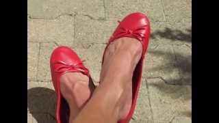 red ballet flats - hot summer day outdoor shoeplay part 1