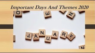 Important days and themes January 2020 For all Competitive Exams [Hindi] II MY Classes Educational
