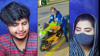 Siblings Reaction On pakistani girl riding heavy bike | Pakistani Girls | Pakistani Girls Bike Stunt